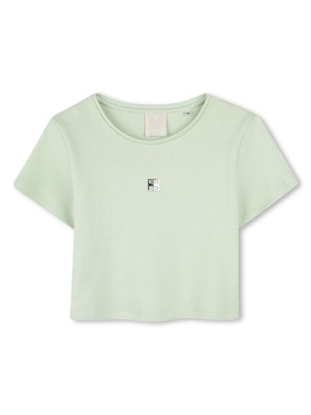  Givenchy Kids Logo-plaque Ribbed Knit T-shirt - Green 