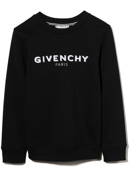  Givenchy Kids Logo Print Crew Neck Sweatshirt - Black 
