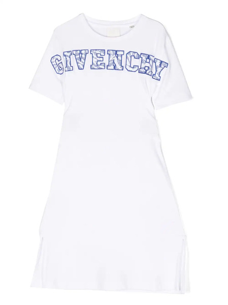  Givenchy Kids Logo-print Short-sleeved Maxi Dress - White 