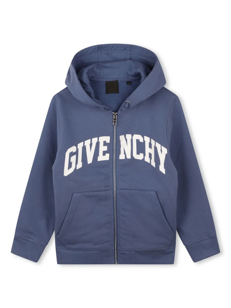  Givenchy Kids Logo-print Zip-up Hoodie - Blue 