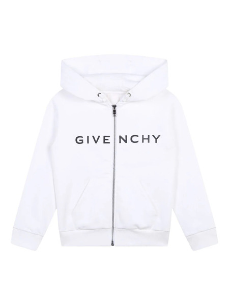  Givenchy Kids Logo-print Zip-up Hoodie - White 