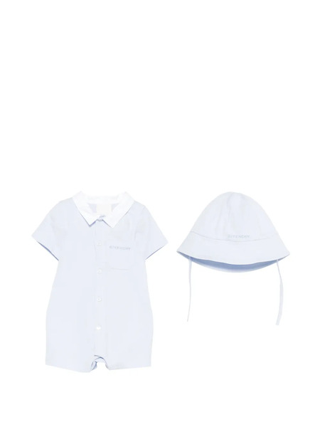  Givenchy Kids Pocket-detail Collared Playsuit - Blue 
