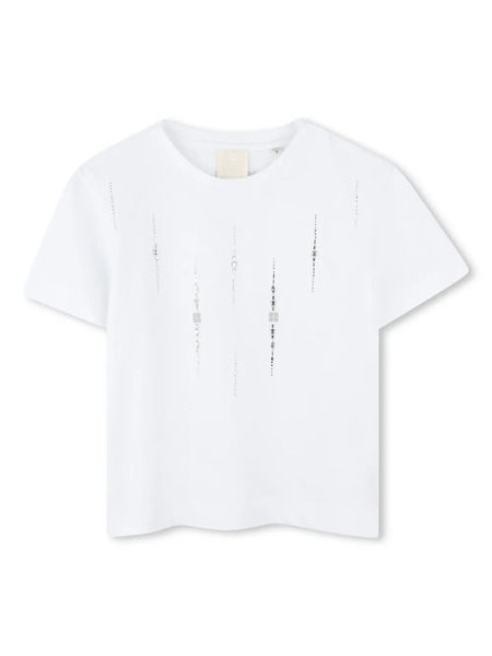  Givenchy Kids Rhinestone-embellished Cotton T-shirt - White 