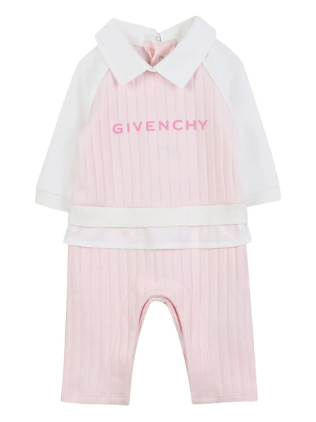  Givenchy Kids Ribbed Romper - Pink 