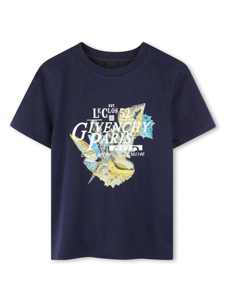  Givenchy Kids Shell-print T-shirt - Blue 
