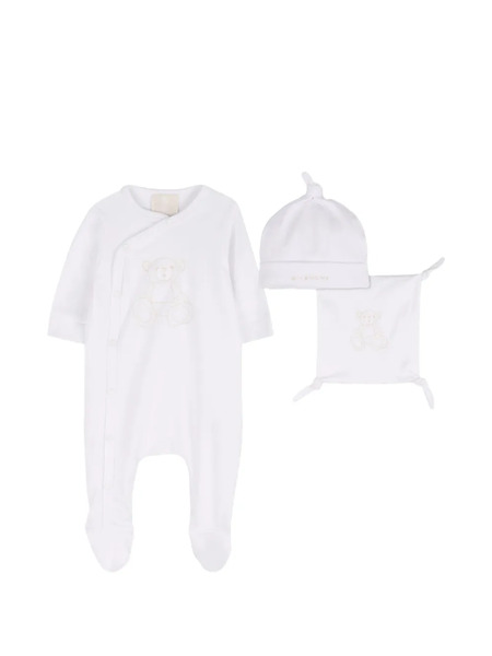  Givenchy Kids Teddy-embroidered Sleepsuit Set - White 