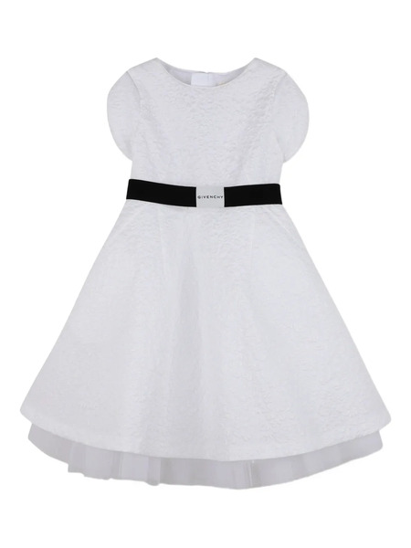  Givenchy Kids Textured Belt Dress - White 