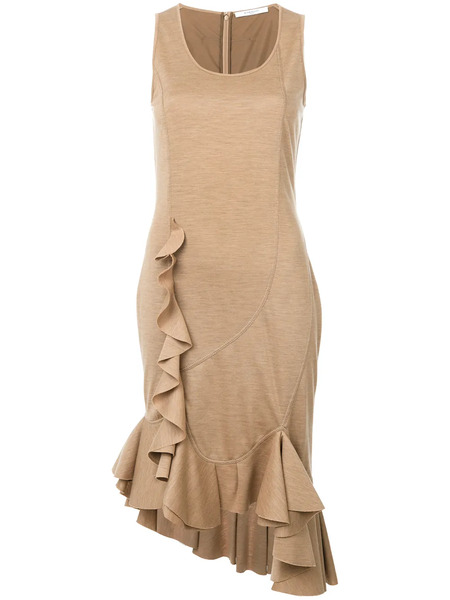  Givenchy Knitted Frill-hem Midi Dress - Brown 