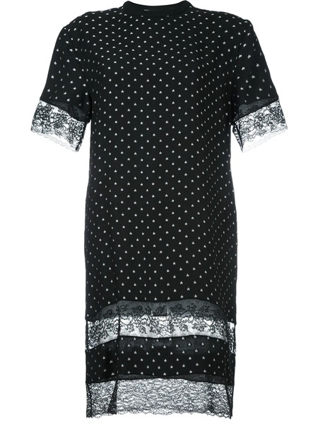  Givenchy Lace Panel T-shirt Dress - Black 