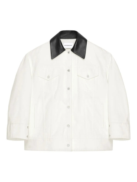  Givenchy Leather-collar Denim Jacket - White 