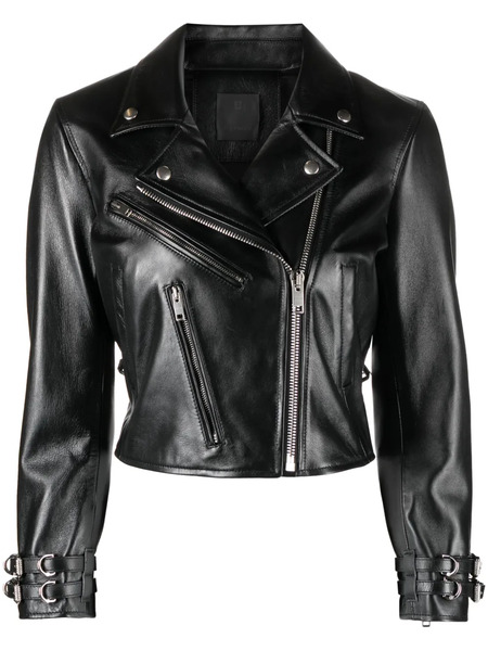  Givenchy Leather Cropped Jacket - Black 