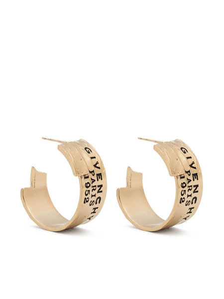  Givenchy Logo-engraved Hoop Earrings - Gold 