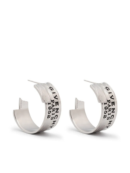  Givenchy Logo-engraved Hoop Earrings - Silver 