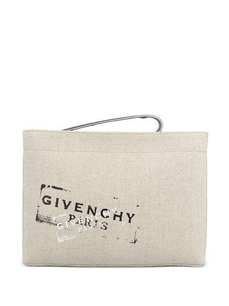  Givenchy Logo Print Clutch Bag - Neutrals 