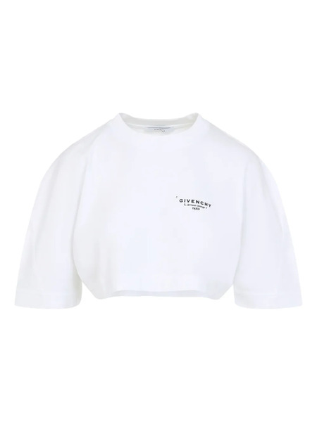  Givenchy Logo-print Cropped Long-sleeve T-shirt - White 