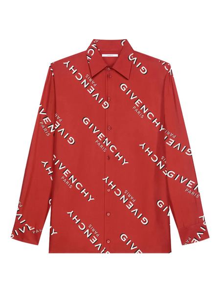  Givenchy Logo-print Silk Shirt - Red 