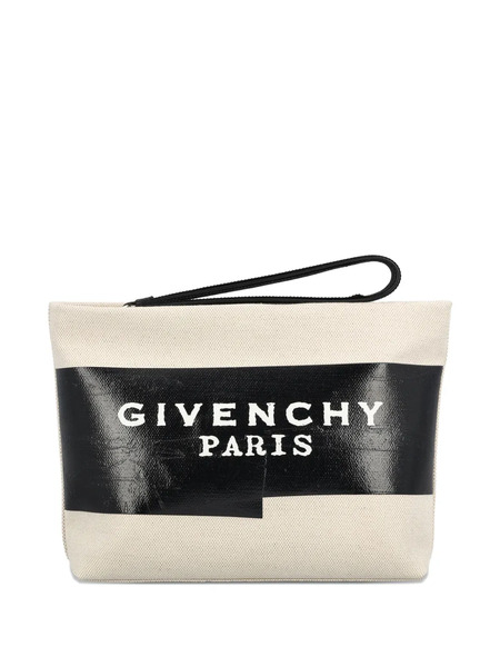  Givenchy Logo-tape Clutch Bag - Neutrals 