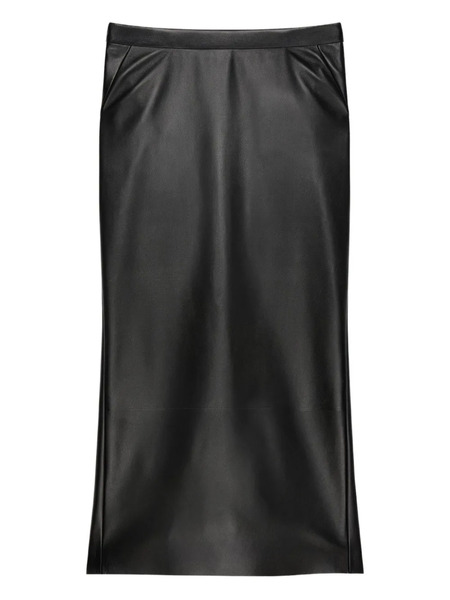  Givenchy Mid-length Skirt In Nappa Leather With Pleated Back - Black 