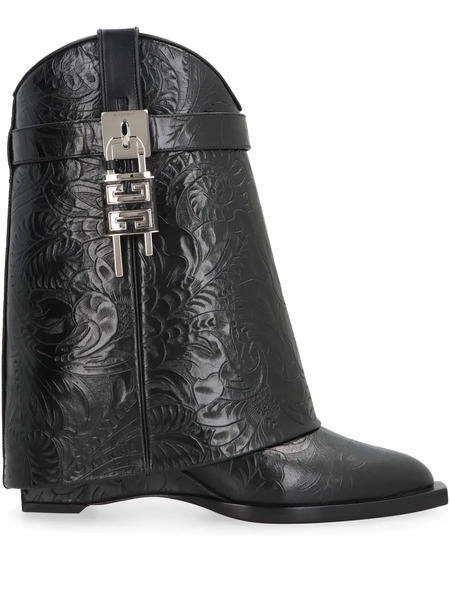  Givenchy 60mm Shark Lock Cowboy Leather Boots - Black 