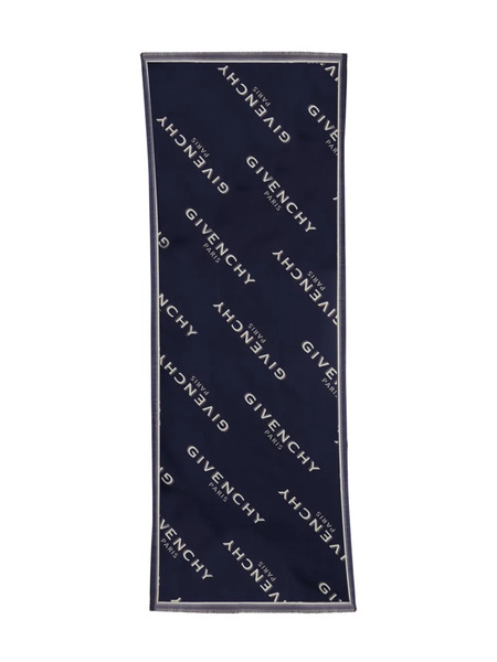 Givenchy Monogram Fringed Scarf - Blue 