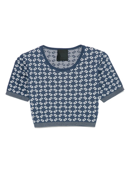  Givenchy Monogram 72-jacquard Crop Top - Blue 