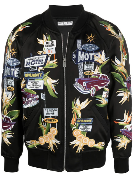  Givenchy Motel-embroidered Bomber Jacket - Black 