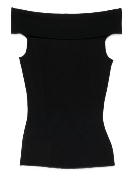  Givenchy Off-shoulder Ribbed Top - Black 