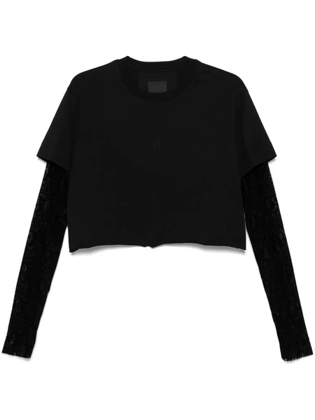  Givenchy Overlapped Cropped T-shirt - Black 