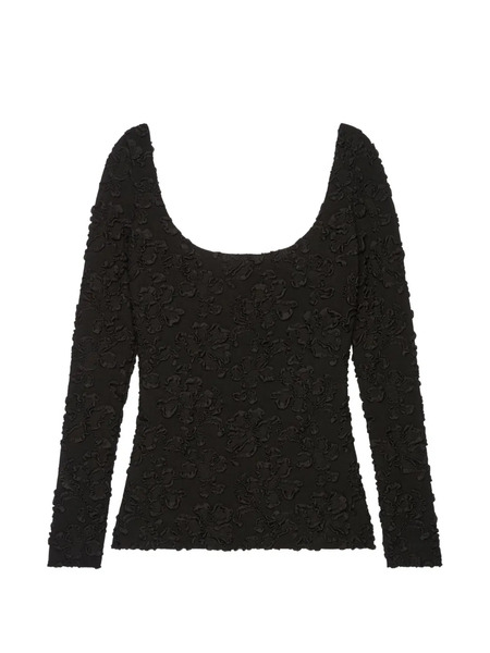  Givenchy Scoop-neck Long-sleeves T-shirt - Black 