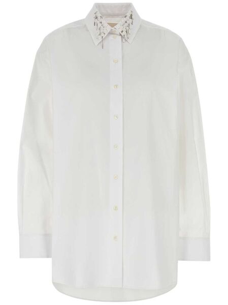  Givenchy Sequin-collar Oversize Shirt - White 