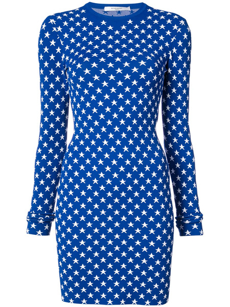  Givenchy Star Print Fitted Mini Dress - Blue 