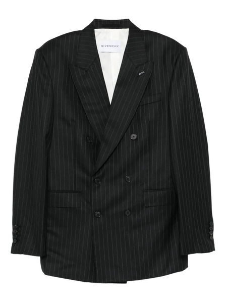  Givenchy Stripe-pattern Double-breasted Blazer - Black 