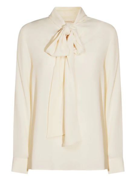  Glanshirt Pussy-bow Long-sleeve Blouse - Neutrals 