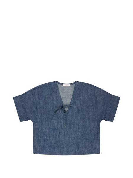  Glanshirt Tie-detail Denim T-shirt - Blue 