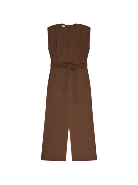  Glanshirt V-neck Belted Jumpsuit - Brown 