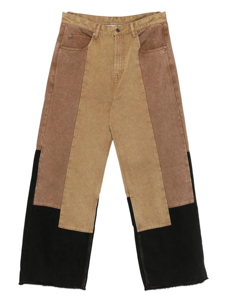 Glass Cypress Patchwork Wide-leg Trousers - Brown 