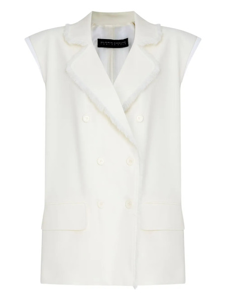  Gloria Coelho Double-breasted Frayed Gilet - White 
