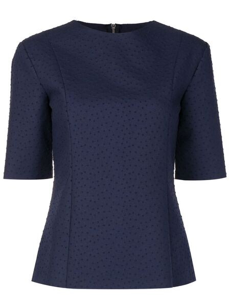  Gloria Coelho Embroidered Short-sleeved Top - Blue 