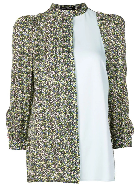  Gloria Coelho Floral-print Long-sleeved Blouse - Green 