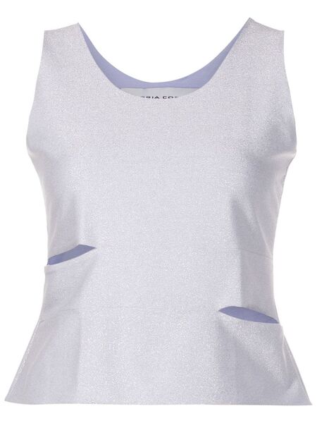  Gloria Coelho Glittered Cut-out Top - Neutrals 