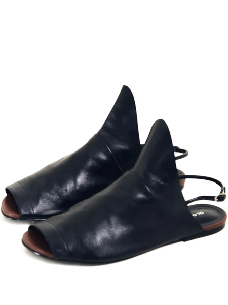  Gloria Coelho Leather Flat Sandals - Black 
