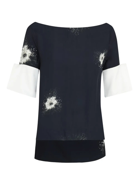  Gloria Coelho Printed Short-sleeve Top - Blue 