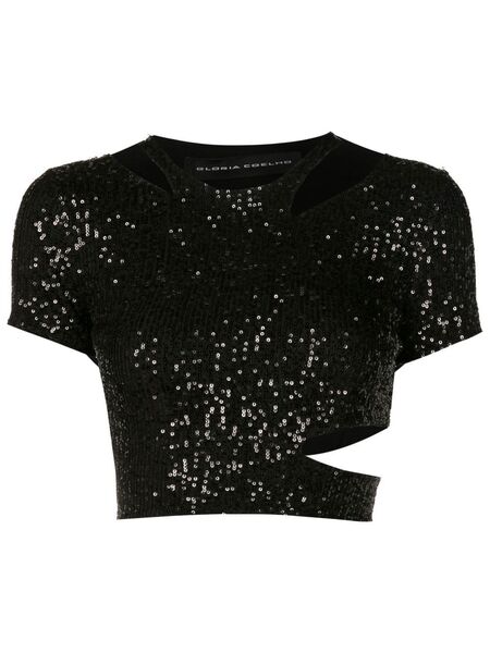  Gloria Coelho Sequin-embellished Cropped Top - Black 