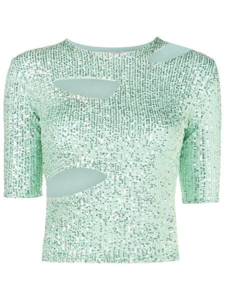  Gloria Coelho Sequin-embellished Cut-out Top - Green 