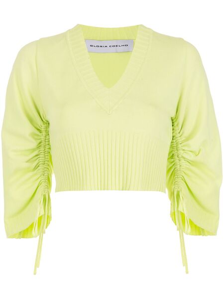  Gloria Coelho Short-sleeved Gathered Top - Green 