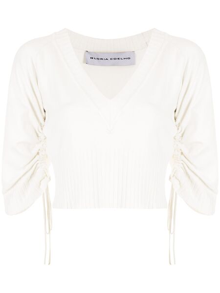  Gloria Coelho Short-sleeved Gathered Top - White 