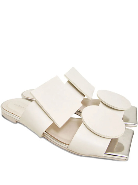  Gloria Coelho Square-circle Flat Sandals - White 