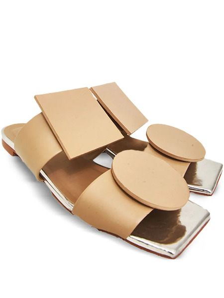  Gloria Coelho Square-toe Flat Sandals - Brown 