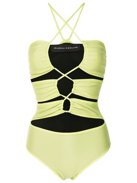  Gloria Coelho Tie Front Reversible One-piece Swimsuit - Green 