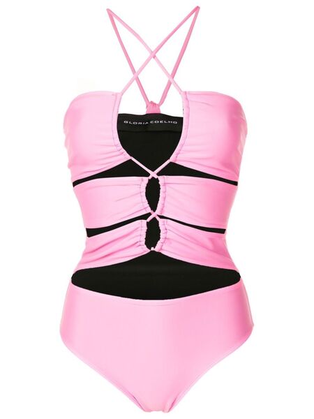  Gloria Coelho Tie Front Reversible One-piece Swimsuit - Pink 